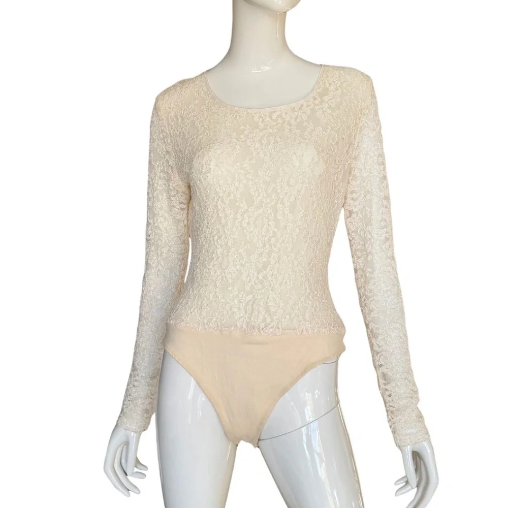 Ann Taylor (Original Ann Taylor) Ivory Lace Bodysuit Size Large